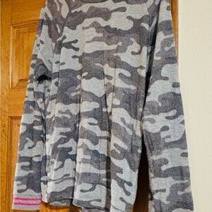 PJ Salvage Gray Camouflage Top with Pink Trim